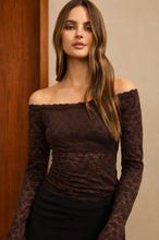 Load image into Gallery viewer, Lace Scalloped Off-shoulder Long Sleeve
