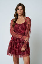 Load image into Gallery viewer, Floral Chiffon Long Sleeve Corset Mini Dress
