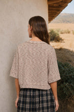 Load image into Gallery viewer, Button Down Short Sleeve Raw Edge Knit T
