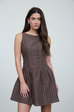 Load image into Gallery viewer, Plaid Button Front Boat Neck Sleeveless
