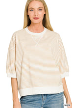 Load image into Gallery viewer, Striped Rib Banded Short Sleeve Pullover
