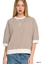Load image into Gallery viewer, Striped Rib Banded Short Sleeve Pullover
