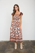 Load image into Gallery viewer, Floral Border Detail Smocked Waist Midi
