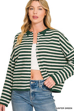 Load image into Gallery viewer, Striped Collared Button-down Sweater Car
