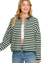 Load image into Gallery viewer, Striped Collared Button-down Sweater Car
