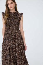 Load image into Gallery viewer, Leopard Sleeveless Smocked Tiered Midi Dress
