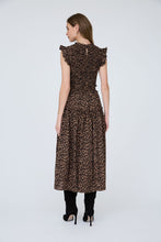 Load image into Gallery viewer, Leopard Sleeveless Smocked Tiered Midi Dress
