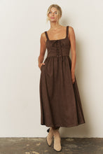 Load image into Gallery viewer, Lace Up Front Sleeveless Suede Midi Dres
