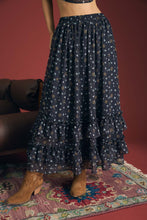 Load image into Gallery viewer, Floral Ruffled Tiered Hem Midi Skirt
