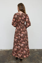 Load image into Gallery viewer, Floral V Neck Long Sleeve Ruffle Trim Midi
