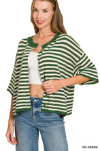 Load image into Gallery viewer, Striped Wool Blend Half Sleeve Cardigan
