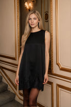Load image into Gallery viewer, Satin Lace Hem Sleeveless Mini Dress
