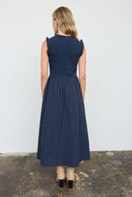 Load image into Gallery viewer, Plaid V-neck Tie Front Smocked Midi Dress

