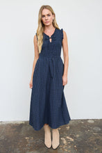 Load image into Gallery viewer, Plaid V-neck Tie Front Smocked Midi Dress
