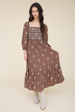 Load image into Gallery viewer, Floral Embroidery Long Sleeve Smocked Mi
