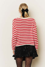 Load image into Gallery viewer, Striped Notch V Neck Relaxed Knit Sweater
