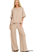 Load image into Gallery viewer, Raised Rib Stripe Short Sleeve Top &amp; Pan

