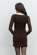 Load image into Gallery viewer, Leopard Mesh Bodycon Long Sleeve Mini Dress
