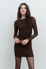 Load image into Gallery viewer, Leopard Mesh Bodycon Long Sleeve Mini Dress
