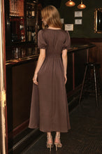 Load image into Gallery viewer, Lace Bodice Front Tie Puff Sleeve Satin
