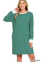 Load image into Gallery viewer, Striped Contrast Trim Rib Banded T-shirts Dress
