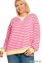 Load image into Gallery viewer, Plus Striped Rib Banded Long Sleeve Pull
