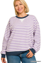 Load image into Gallery viewer, Plus Striped Rib Banded Long Sleeve Pull
