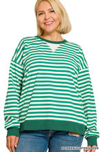 Load image into Gallery viewer, Plus Striped Rib Banded Long Sleeve Pull
