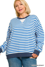 Load image into Gallery viewer, Plus Striped Rib Banded Long Sleeve Pull

