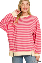 Load image into Gallery viewer, French Terry Striped Long Sleeve Pullove
