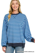 Load image into Gallery viewer, French Terry Striped Long Sleeve Pullove

