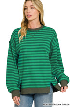 Load image into Gallery viewer, French Terry Striped Long Sleeve Pullove
