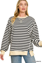 Load image into Gallery viewer, French Terry Striped Long Sleeve Pullove
