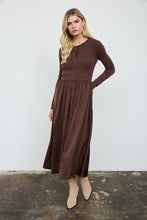 Load image into Gallery viewer, Knit Cardigan Satin Skirt Twofer Midi Dress

