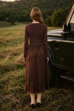 Load image into Gallery viewer, Knit Cardigan Satin Skirt Twofer Midi Dress
