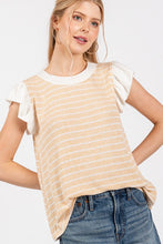 Load image into Gallery viewer, Contrast Ruffled Sleeve Blouse Top
