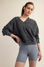 Load image into Gallery viewer, MINERAL WASHED FRENCH TERRY V-NECK PULLOVER
