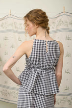 Load image into Gallery viewer, Gingham Sleeveless Side Tie Babydoll Top
