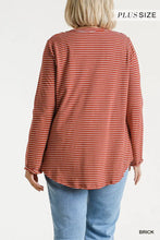 Load image into Gallery viewer, Striped V-Neck Long High Low Hem Top

