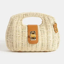 Load image into Gallery viewer, Leather Strap Accent Braided Hand Bag
