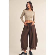 Load image into Gallery viewer, Lace-trim Wide-leg Casual Pants
