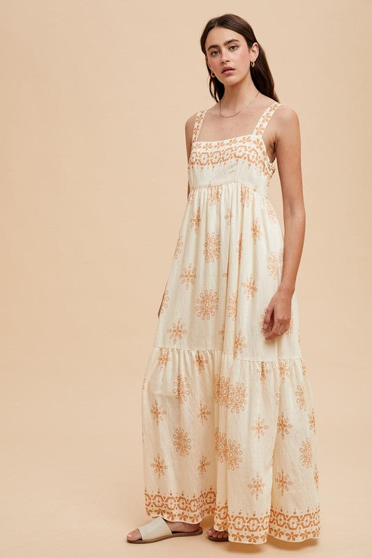 Border Print Maxi Dress