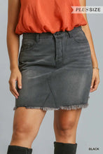 Load image into Gallery viewer, PLUS Denim Skirt with Raw Hem
