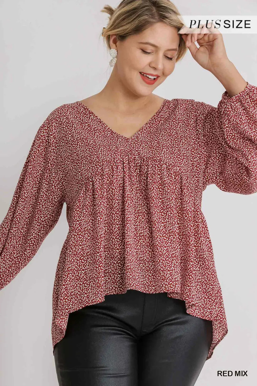 PLUS Babydoll Top with Open Back Detail