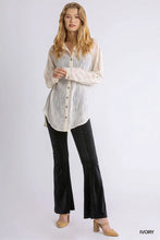 Load image into Gallery viewer, Sheer Button Up Long Sleeve Metallic Tun
