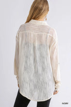 Load image into Gallery viewer, Sheer Button Up Long Sleeve Metallic Tun
