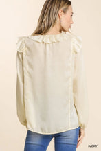 Load image into Gallery viewer, Matte Long Sleeve Button Front Ruffle Ch
