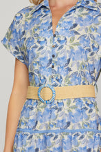 Load image into Gallery viewer, COLLARED BUTTON UP BELTED MIDI DRES
