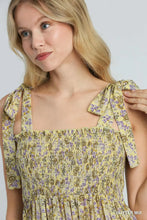 Load image into Gallery viewer, Floral Print A-Line Smocked Tie Strap Ru
