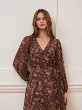 Load image into Gallery viewer, Floral Paisley Long Sleeve Wrap Mini Dre
